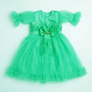 Stylish Green Net Party Frock for Girls