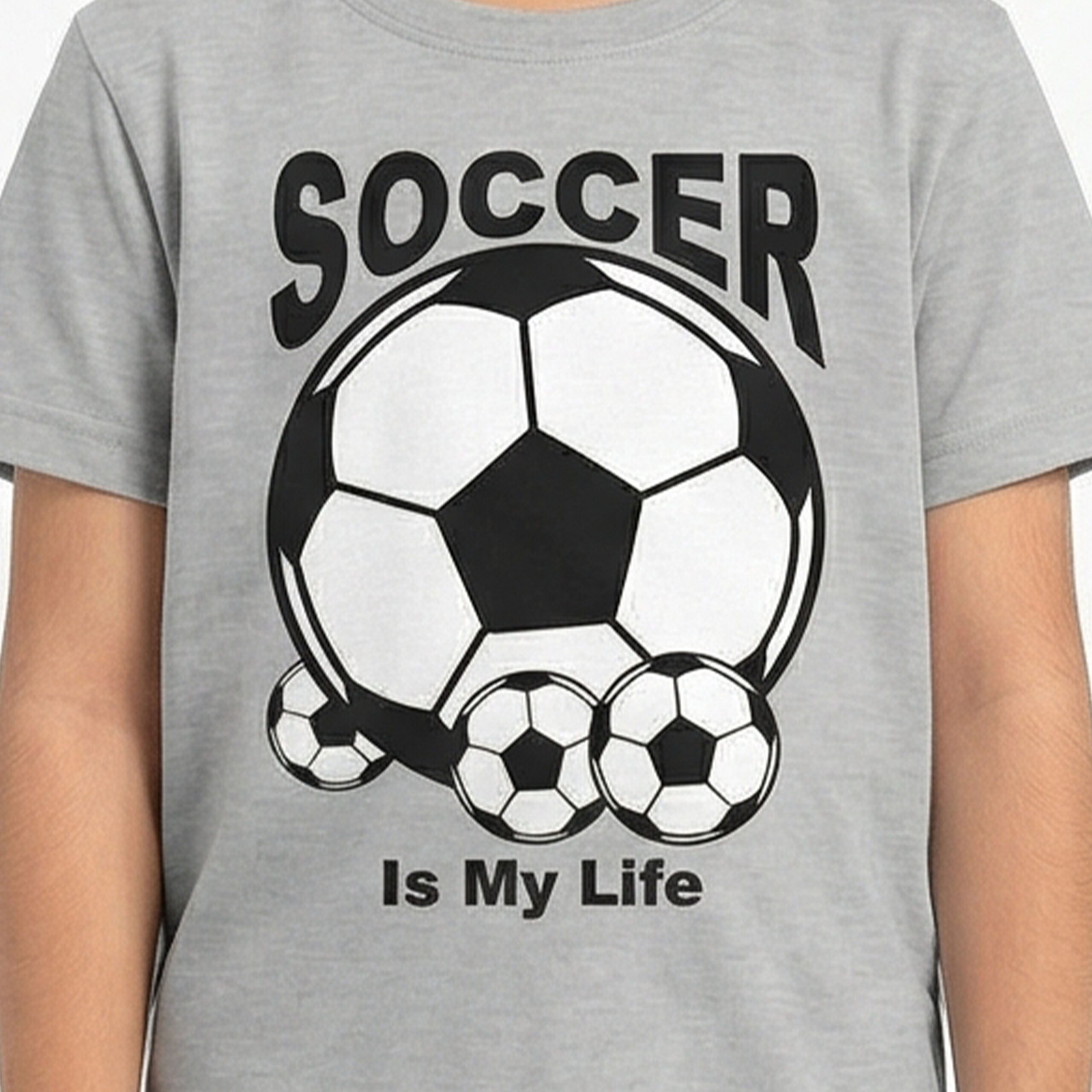 Soccer Is My Life Boys Grey Shorts Set