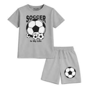 Soccer Is My Life Boys Grey Shorts Set