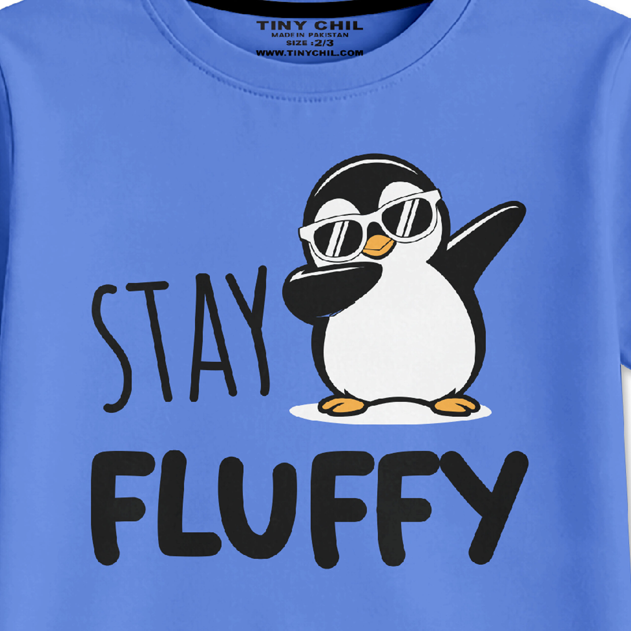 Stay Fluffy Penguin Boys Blue Shorts Set